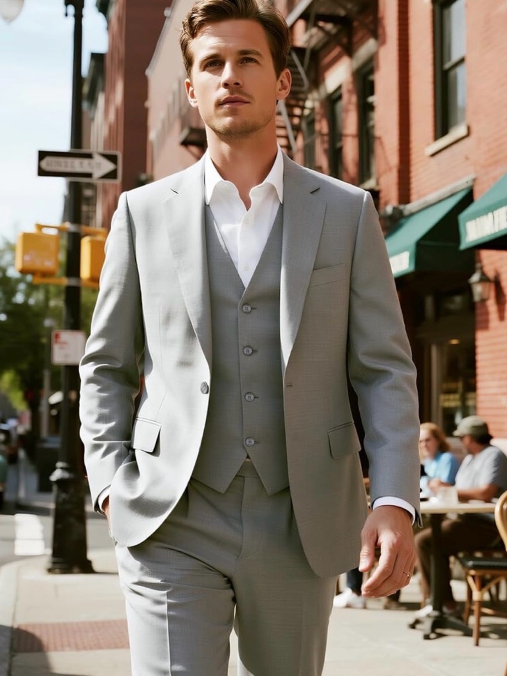 *NWT* WYWK Men's Light Gray 3-Piece Slim Fit Tuxedo Suit Set‌, Size Small - Picture 2 of 12